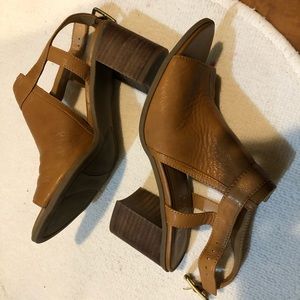 Franco Sarto Brown Block Heel Sandals